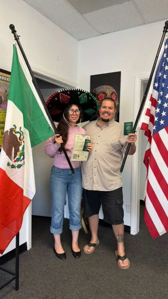DNExpress client holding their Mexican and U.S. passports