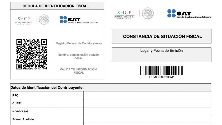 Ejemplo de constancia de RFC con homoclave emitida por el SAT 2026