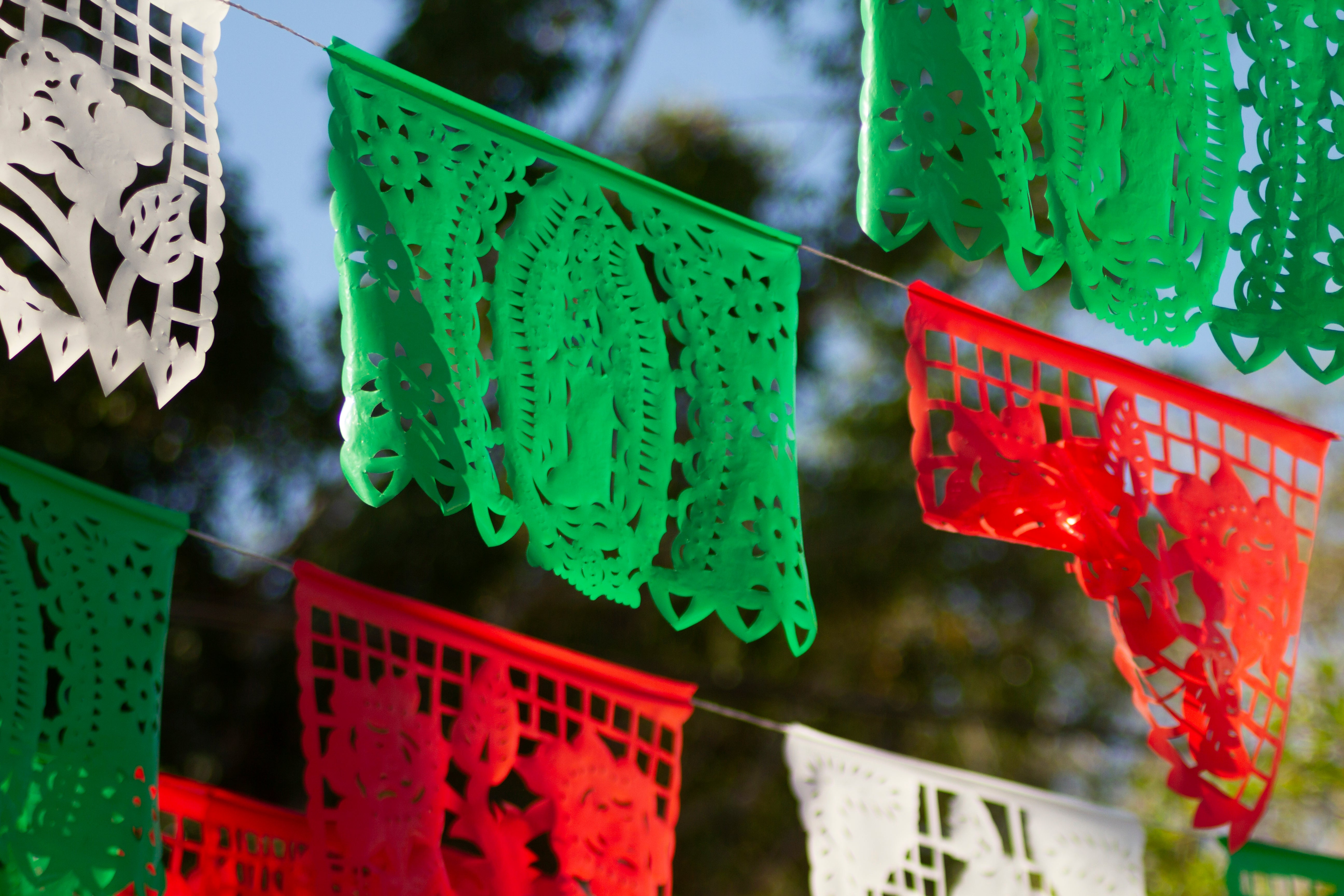 Green white and red papel picado decoration for Mexican Independence Day 2026